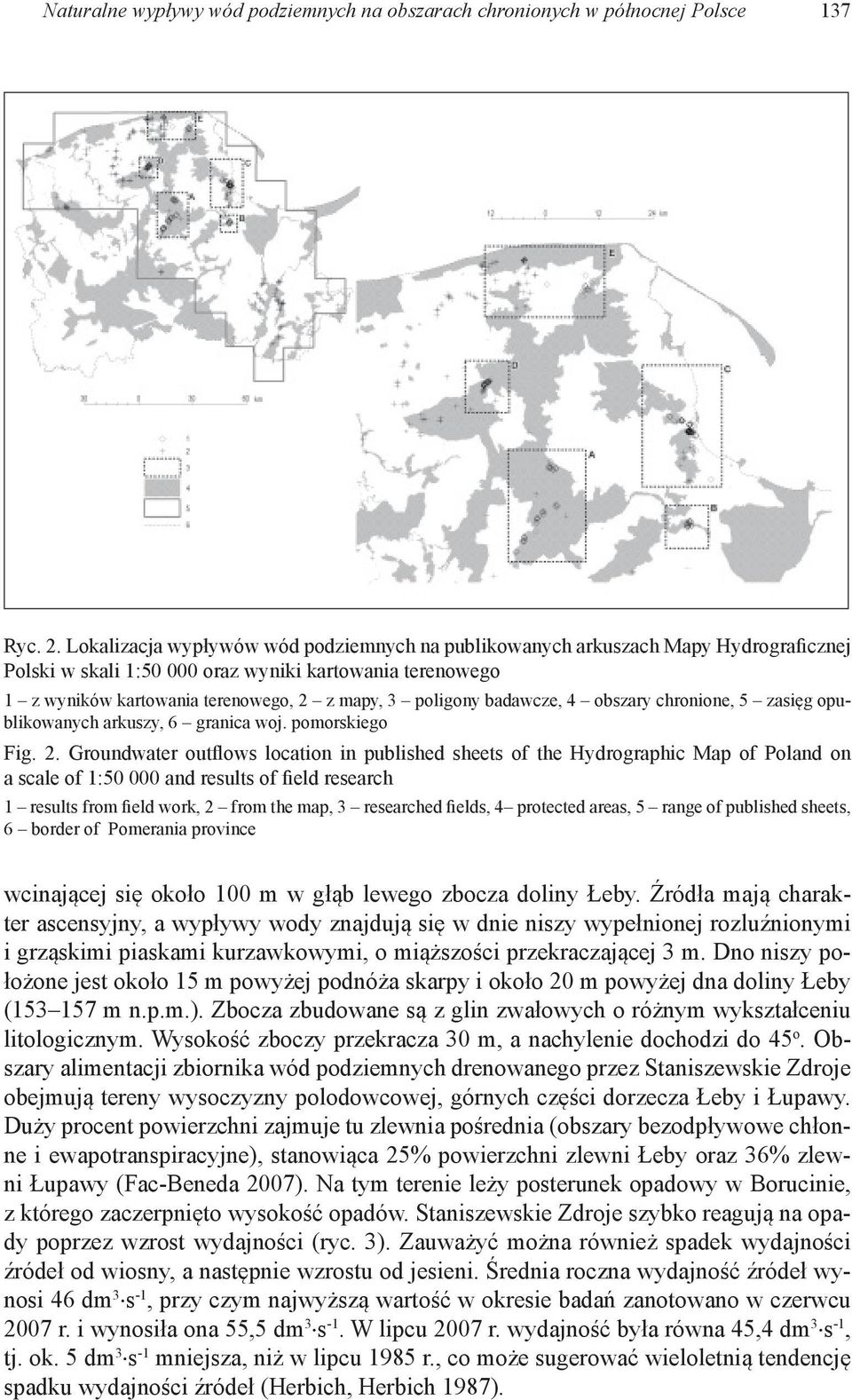 badawcze, 4 obszary chronione, 5 zasięg opublikowanych arkuszy, 6 granica woj. pomorskiego Fig. 2.