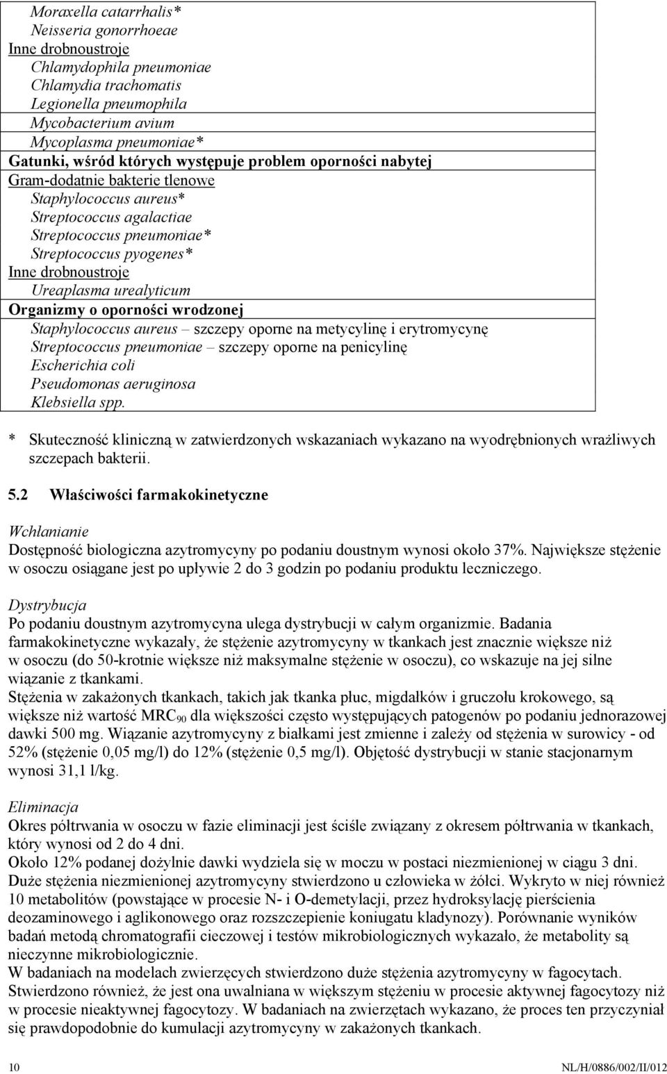 urealyticum Organizmy o oporności wrodzonej Staphylococcus aureus szczepy oporne na metycylinę i erytromycynę Streptococcus pneumoniae szczepy oporne na penicylinę Escherichia coli Pseudomonas