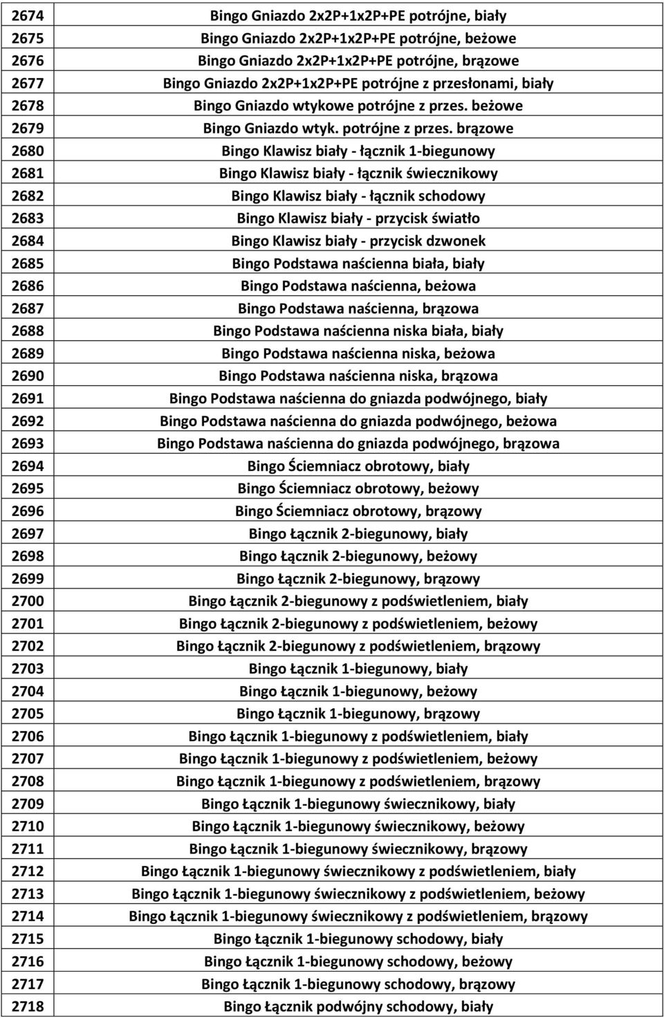 beżowe 2679 Bingo Gniazdo wtyk. potrójne z przes.