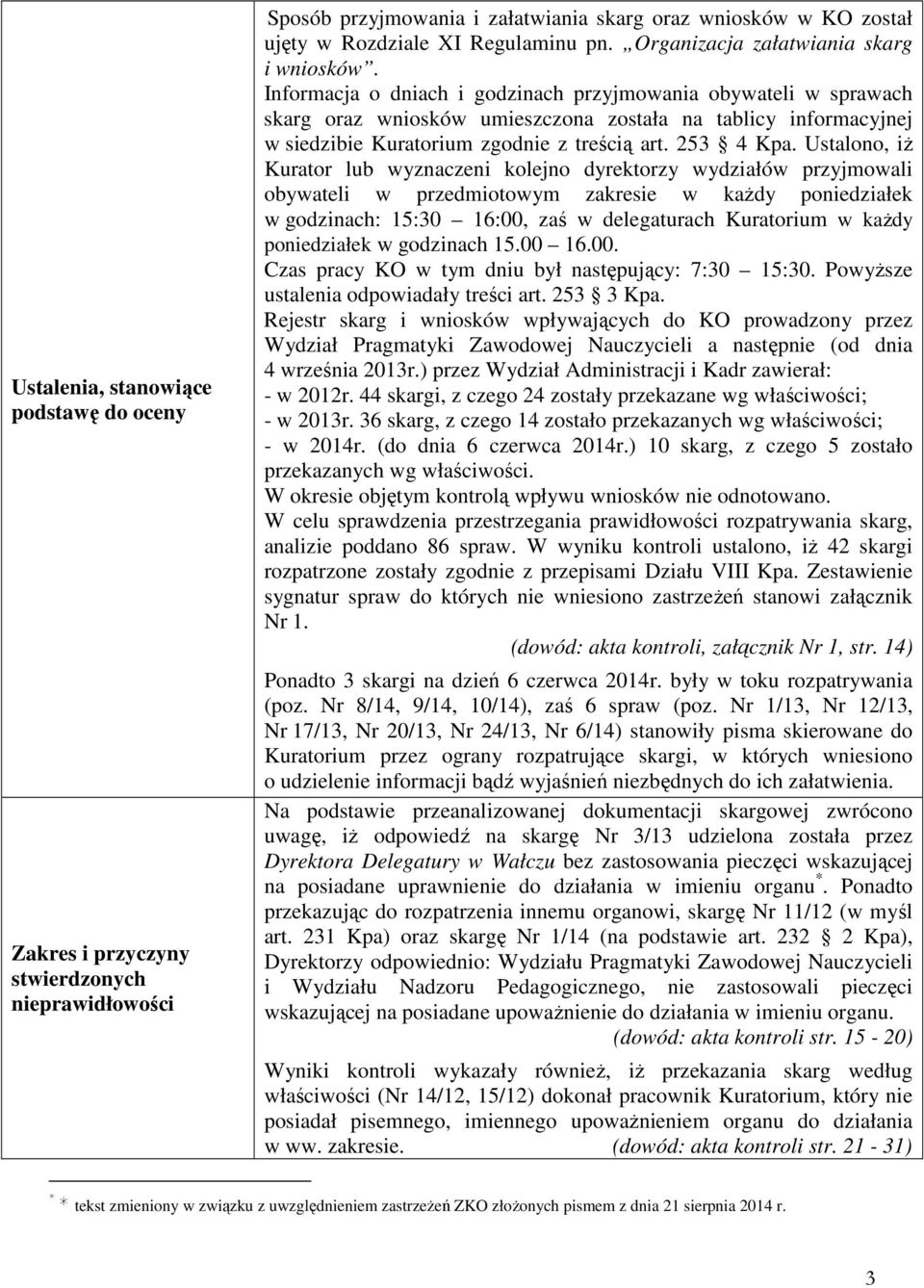 Informacja o dniach i godzinach przyjmowania obywateli w sprawach skarg oraz wniosków umieszczona została na tablicy informacyjnej w siedzibie Kuratorium zgodnie z treścią art. 253 4 Kpa.