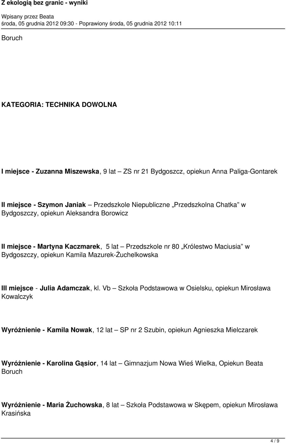 Mazurek-Żuchelkowska III miejsce - Julia Adamczak, kl.