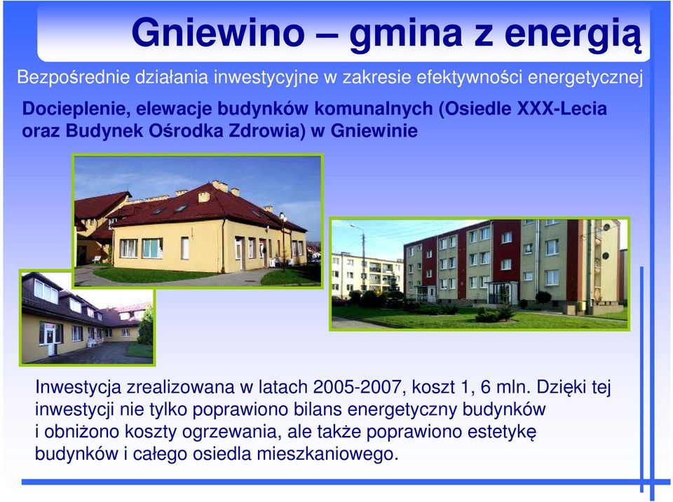 Dzięki tej inwestycji nie tylko poprawiono bilans energetyczny budynków i obniżono