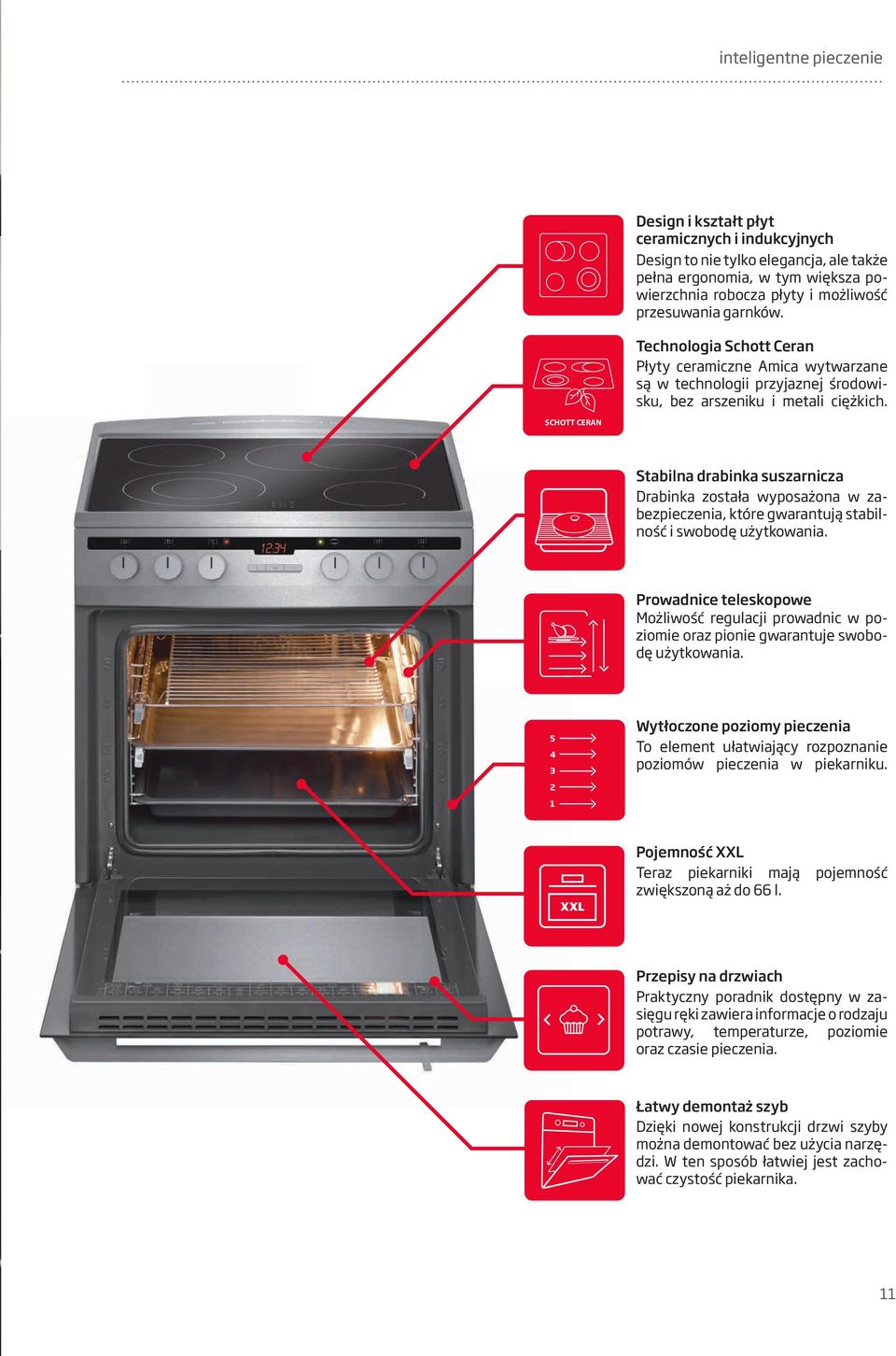 Design to nie tylko elegancja, ale także pełna ergonomia, w tym większa powierzchnia robocza płyty i możliwość przesuwania garnków.