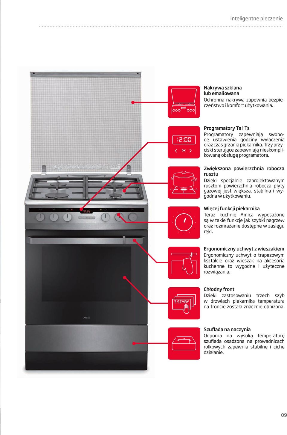 Programatory Ta i Ts Programatory zapewniają swobodę ustawienia godziny wyłączenia oraz czas grzania piekarnika. Trzy przyciski sterujące zapewniają nieskomplikowaną obsługę programatora.