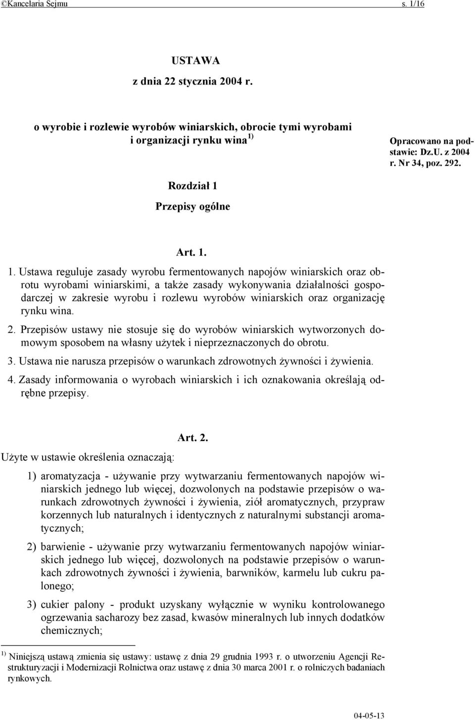 Przepisy ogólne Art. 1.