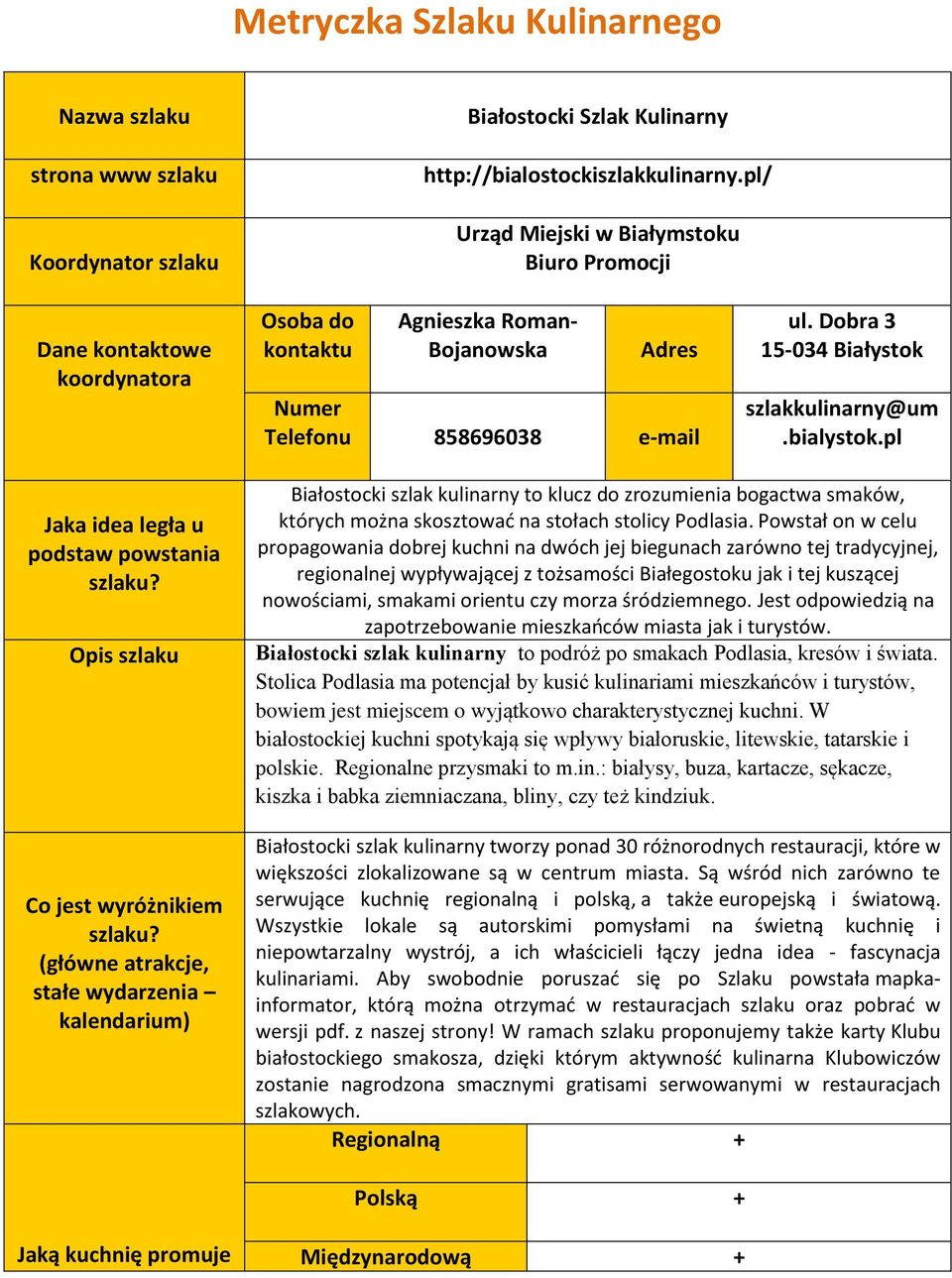 Dobra 3 15034 Białystok szlakkulinarny@um.bialystok.