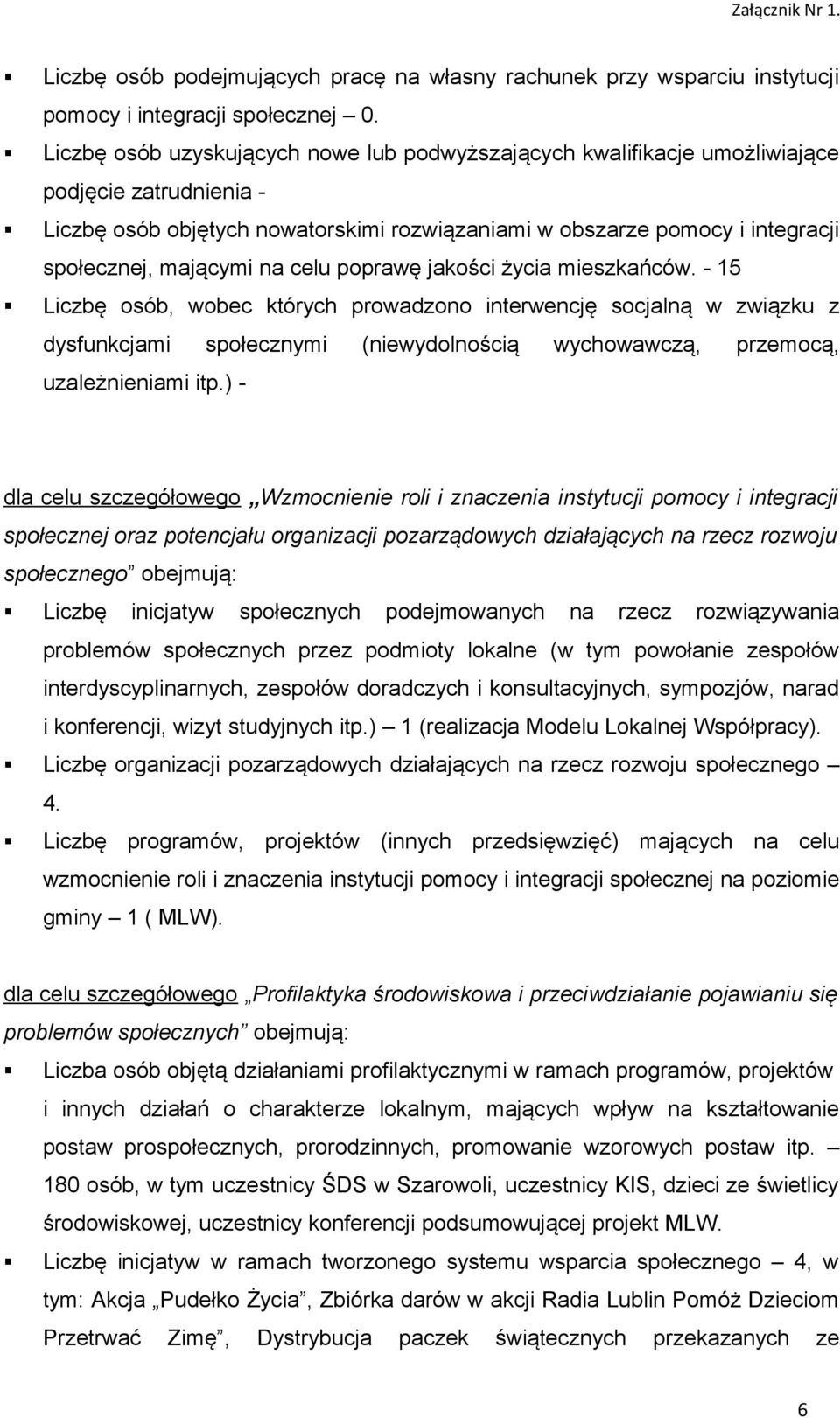 mającymi na celu poprawę jakości życia mieszkańców.
