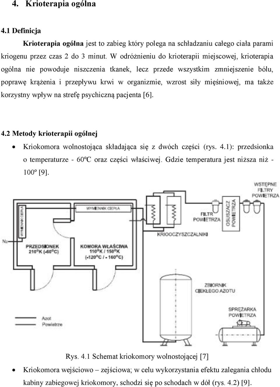 mięśniowej, ma także korzystny wpływ na strefę psychiczną pacjenta [6]. 4.2 Metody krioterapii ogólnej Kriokomora wolnostojąca składająca się z dwóch części (rys. 4.1): przedsionka o temperaturze - 60ºC oraz części właściwej.