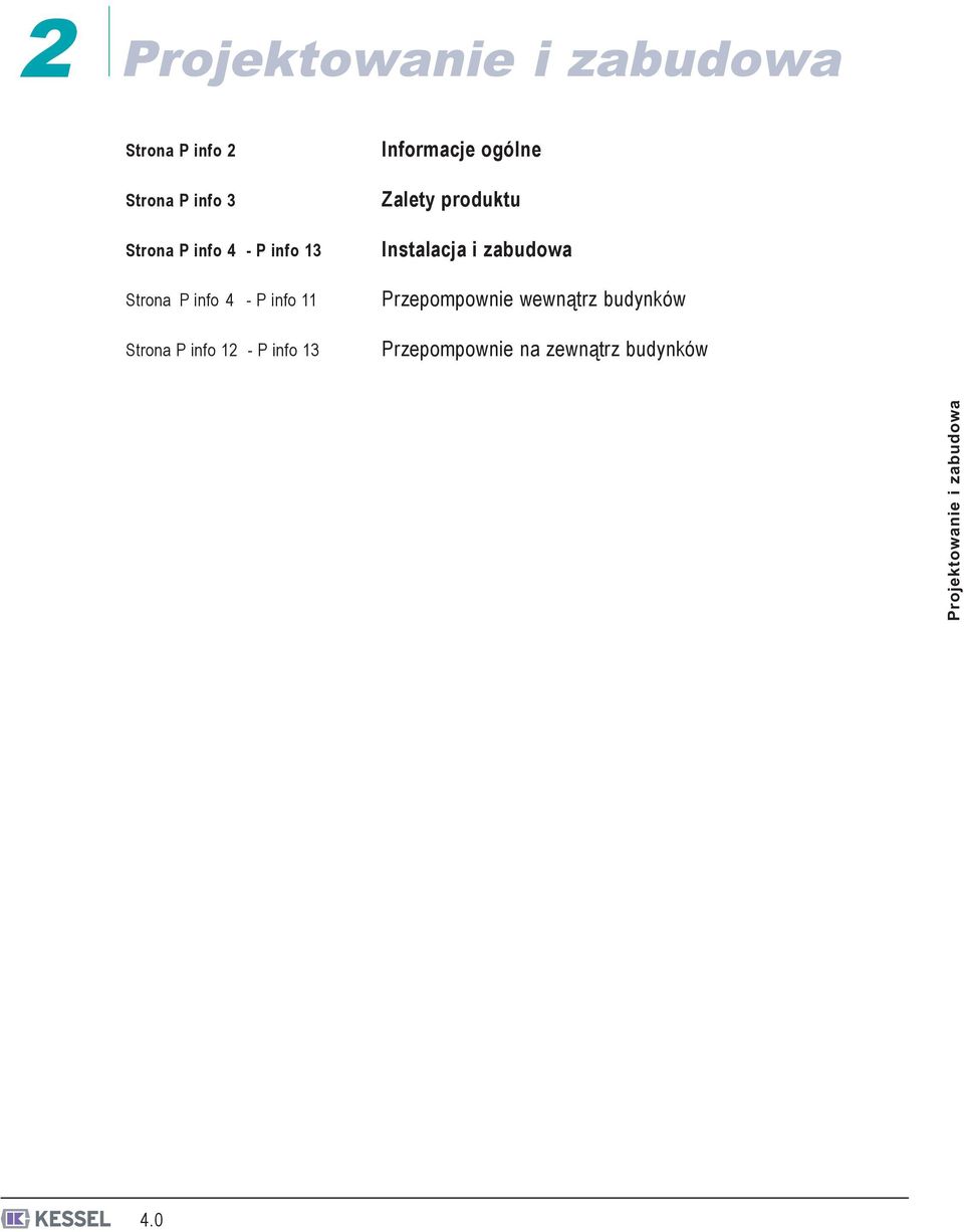 Strona P info 4 - P info 11 Przepompownie wewnątrz budynków Strona P info