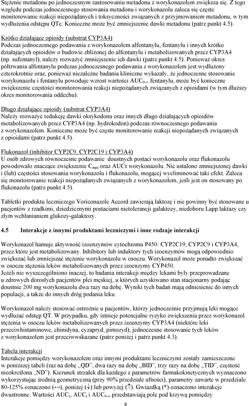 odstępu QTc. Konieczne może być zmniejszenie dawki metadonu (patrz punkt 4.5).