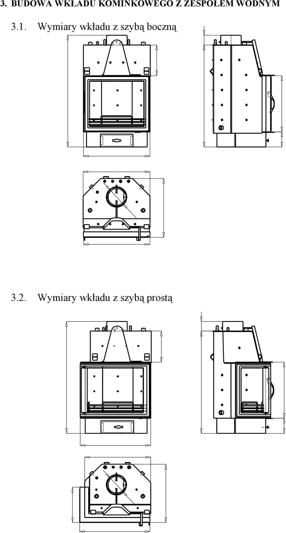 Wymiary wkładu z szybą bczną