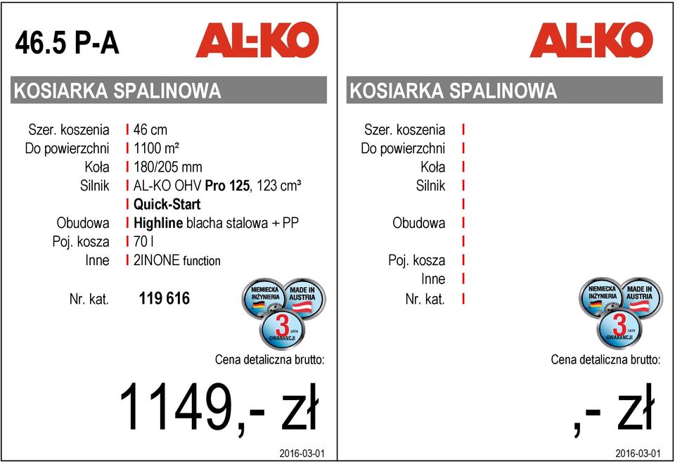 Silnik I AL-KO OHV Pro 125, 123 cm³ Silnik I I Quick-Start I Obudowa I Highline