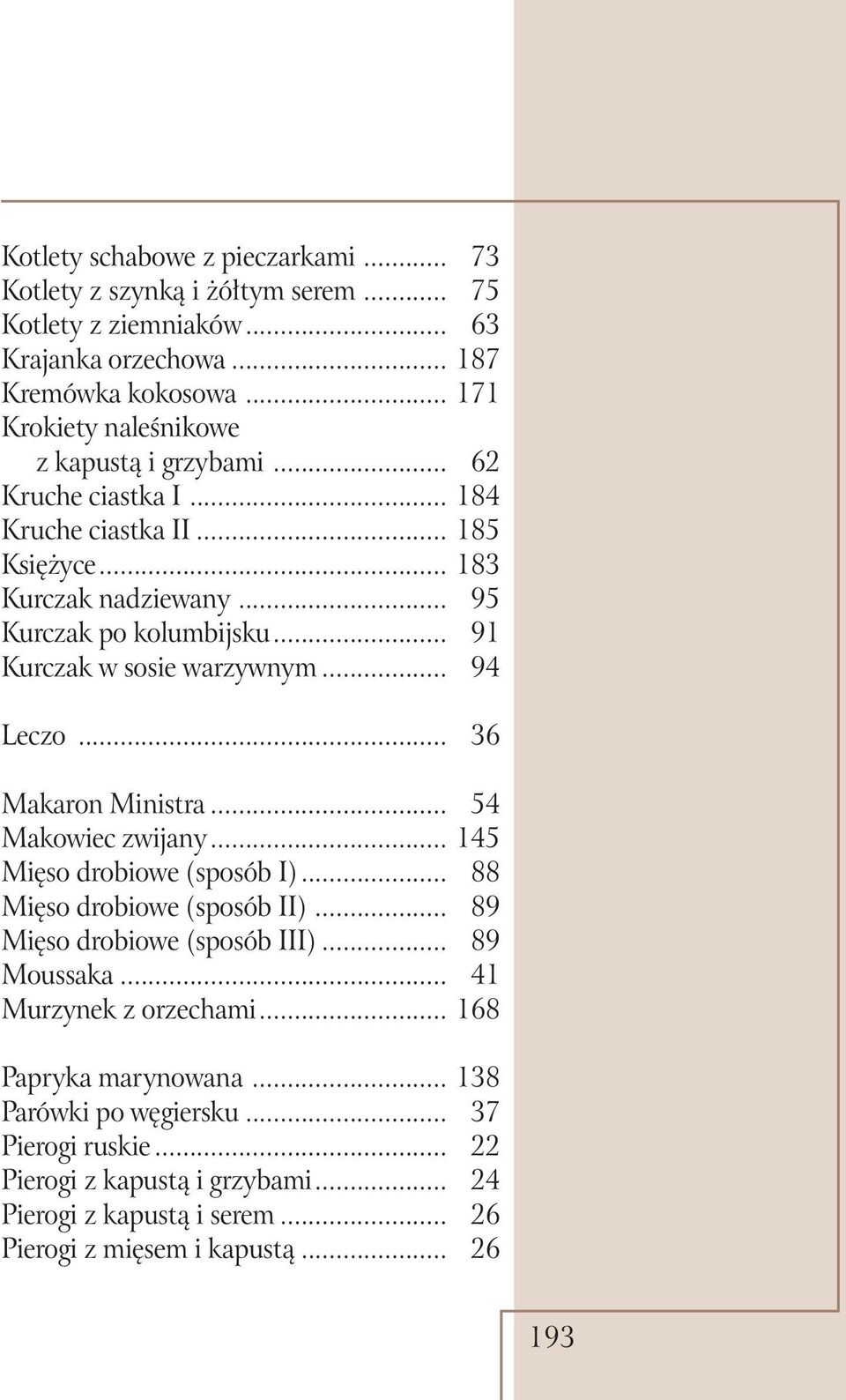 .. 91 Kurczak w sosie warzywnym... 94 Leczo... 36 Makaron Ministra... 54 Makowiec zwijany... 145 Mięso drobiowe (sposób I)... 88 Mięso drobiowe (sposób II).