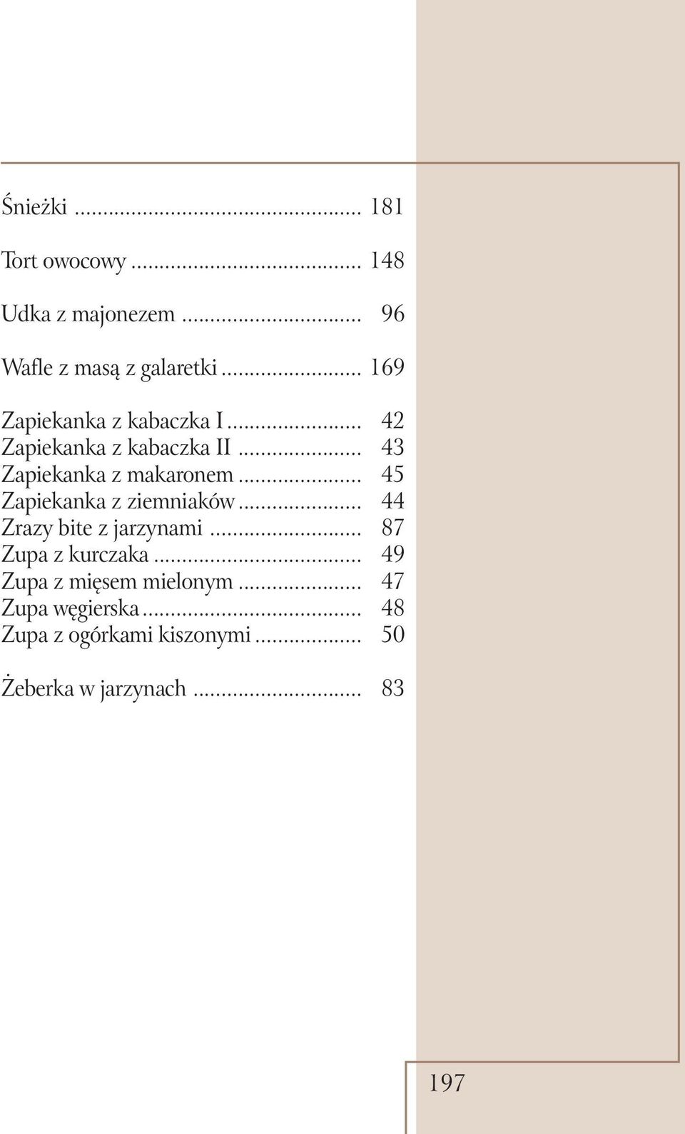 .. 45 Zapiekanka z ziemniaków... 44 Zrazy bite z jarzynami... 87 Zupa z kurczaka.