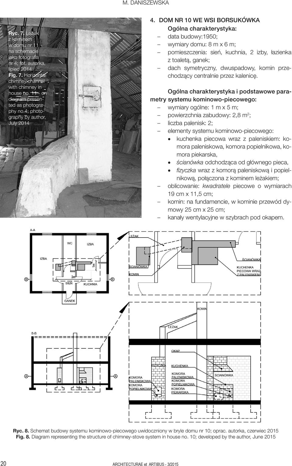 DOM NR 10 WE WSI BORSUKÓWKA Ogólna charakterystyka: data budowy:1950 wymiary domu: 8 m x 6 m pomieszczenia: sień, kuchnia, 2 izby, łazienka z toaletą, ganek dach symetryczny, dwuspadowy, komin