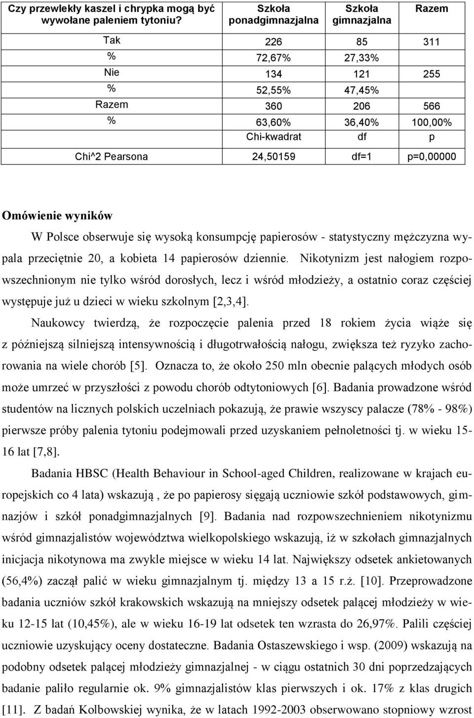 Omówienie wyników W Polsce obserwuje się wysoką konsumpcję papierosów - statystyczny mężczyzna wypala przeciętnie 20, a kobieta 14 papierosów dziennie.