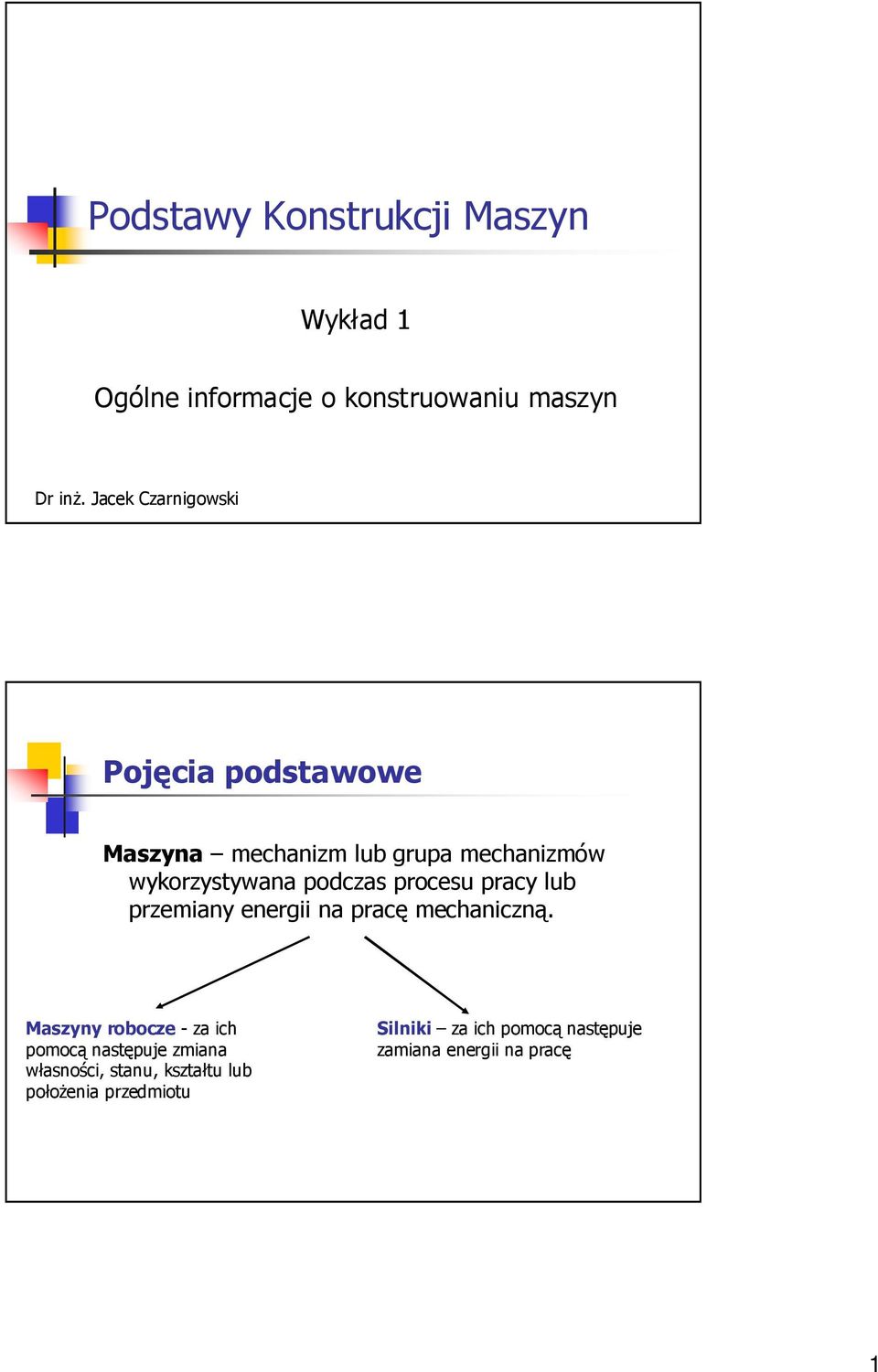 procesu pracy lub przemiany energii na pracę mechaniczną.