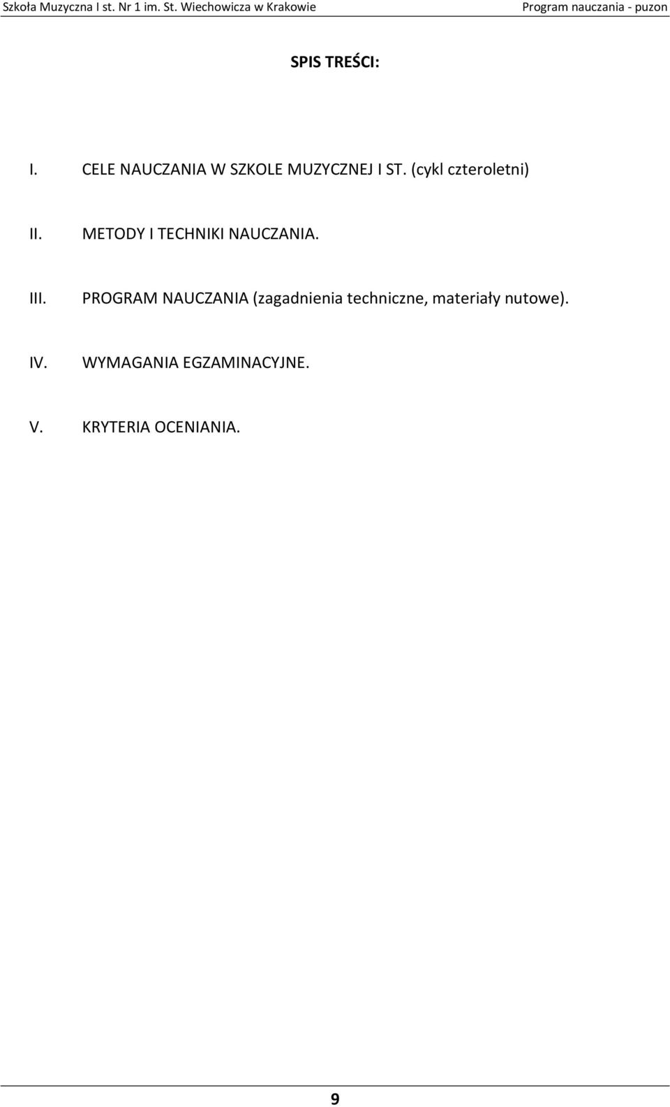 PROGRAM NAUCZANIA (zagadnienia techniczne, materiały