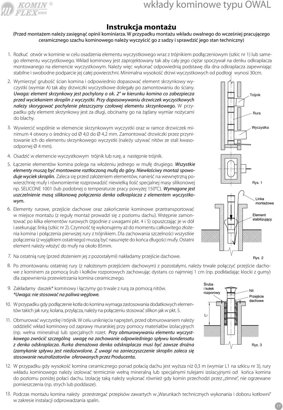 Rozkuć otwór w kominie w celu osadzenia elementu wyczystkowego wraz z trójnikiem podłączeniowym (szkic nr 1) lub samego elementu wyczystkowego.