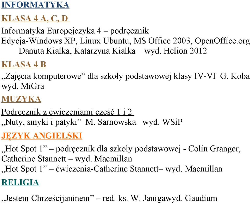 MiGra MUZYKA Podręcznik z ćwiczeniami część 1 i 2 Nuty, smyki i patyki M. Sarnowska wyd.