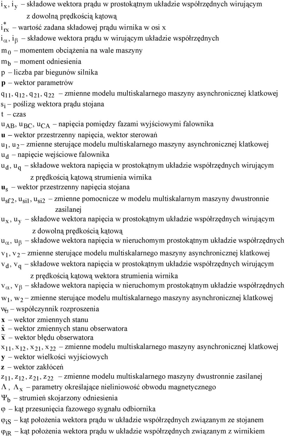 ubc, uca napęca pomędzy fazam wyjścowym falownka u wekto pzetzenny napęca, wekto teowań u, u zmenne teujące modelu multkalanego mazyny aynchoncznej klatkowej u d napęce wejścowe falownka u d, u q