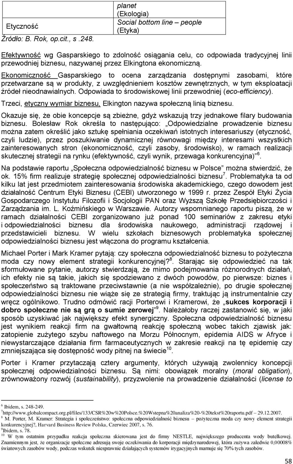 Ekonomiczność Gasparskiego to ocena zarządzania dostępnymi zasobami, które przetwarzane są w produkty, z uwzględnieniem kosztów zewnętrznych, w tym eksploatacji źródeł nieodnawialnych.