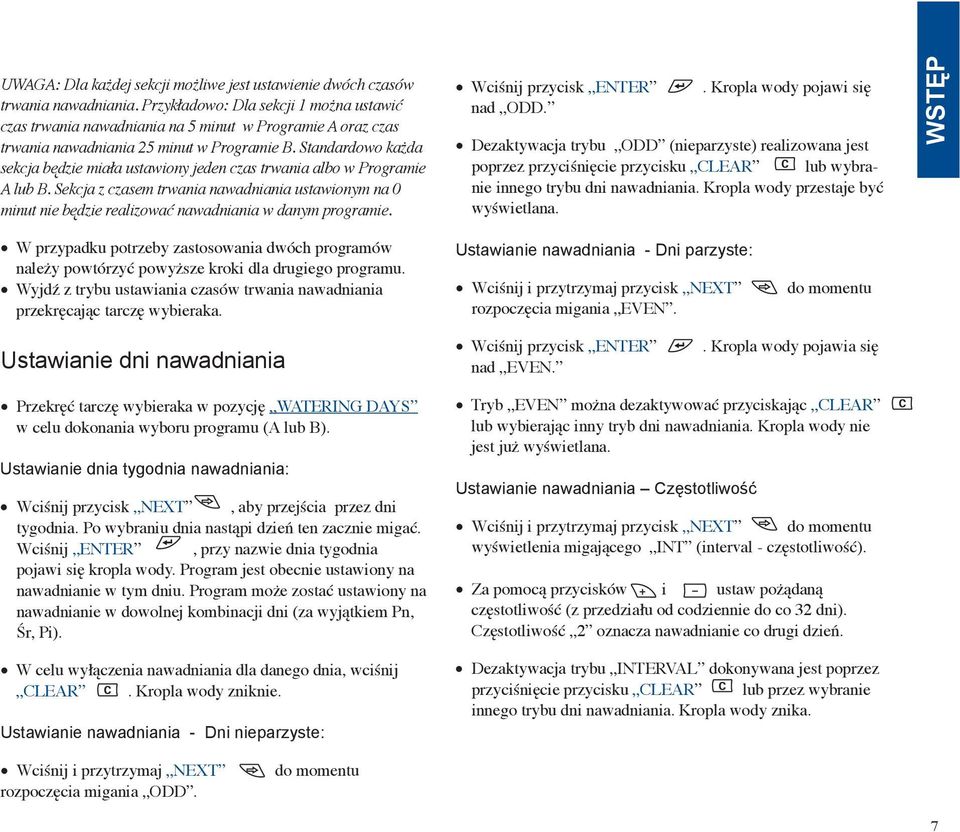 Standardowo każda sekcja będzie miała ustawiony jeden czas trwania albo w Programie A lub B.