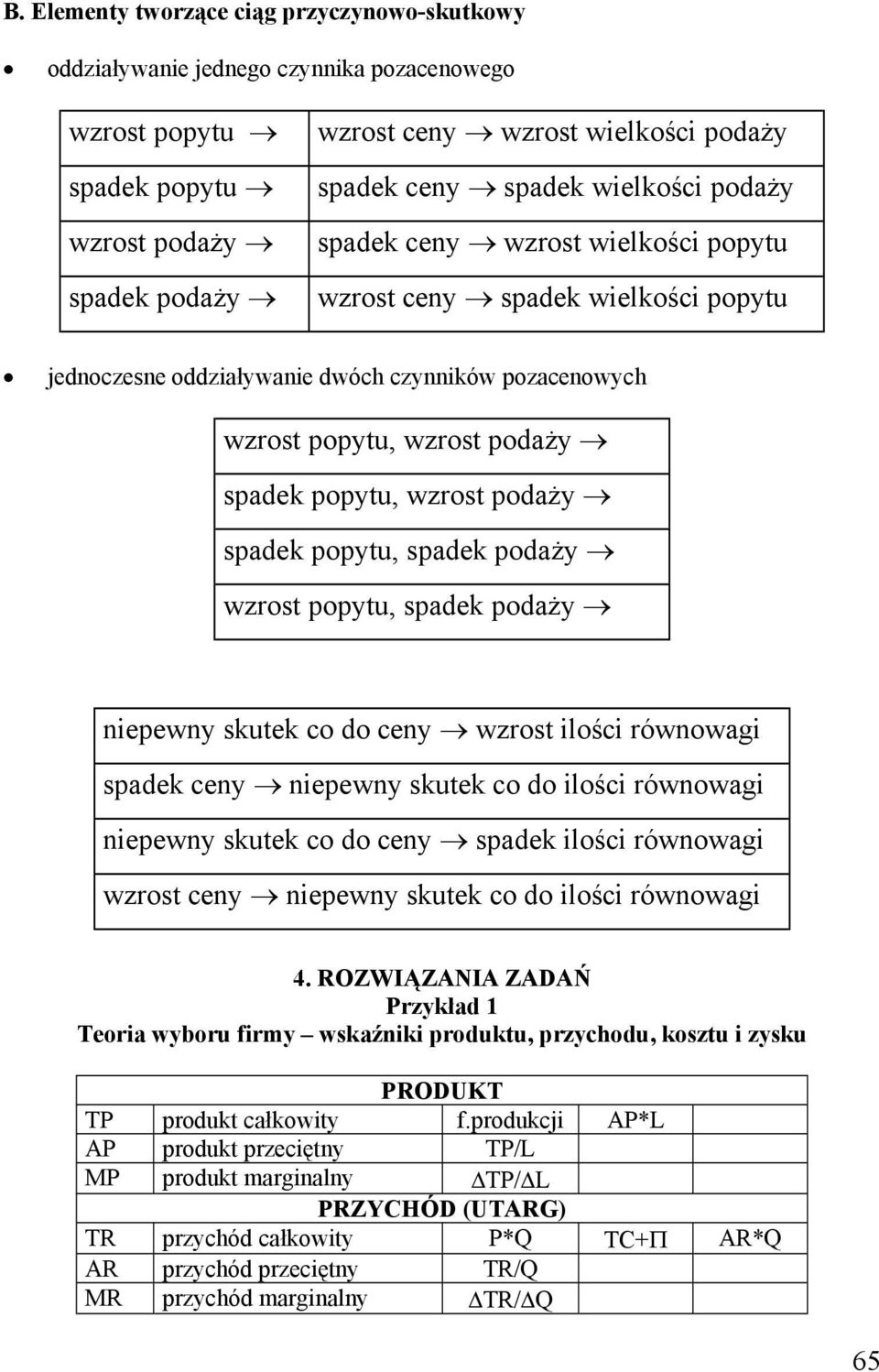 popytu, spdek podży wzrost popytu, spdek podży niepewny skutek co do ceny wzrost ilości równowgi spdek ceny niepewny skutek co do ilości równowgi niepewny skutek co do ceny spdek ilości równowgi