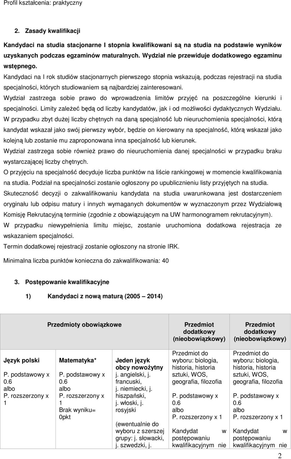 Kandydaci na I rok studiów stacjonarnych pierwszego stopnia wskazują, podczas rejestracji na studia specjalności, których studiowaniem są najbardziej zainteresowani.