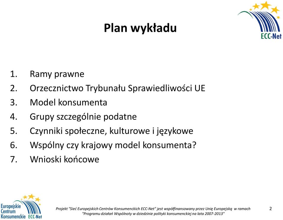 Model konsumenta 4. Grupy szczególnie podatne 5.