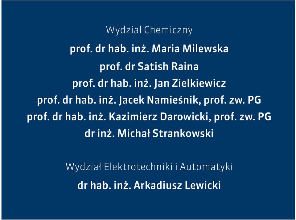 zw. PG prof. dr hab. inż. Kazimierz Darowicki, prof. zw. PG dr inż.