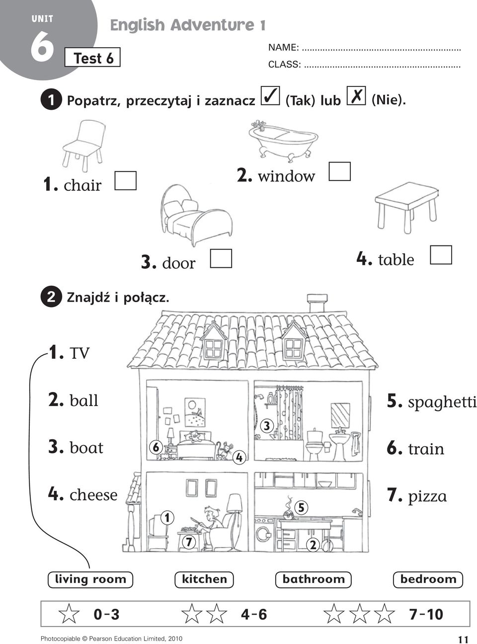 spaghetti 3 3. boat 6 4 6. train 4. cheese 1 5 7.