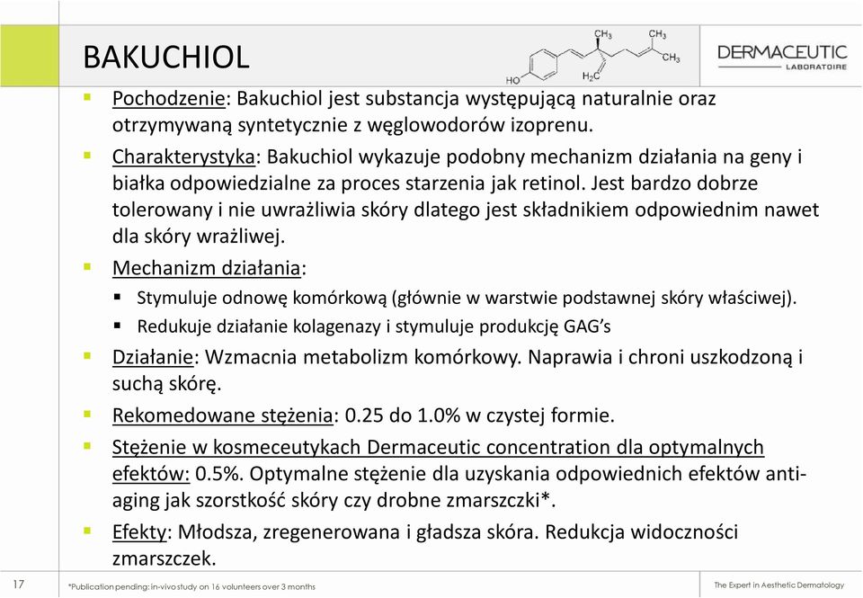 Jest bardzo dobrze tolerowany i nie uwrażliwia skóry dlatego jest składnikiem odpowiednim nawet dla skóry wrażliwej.