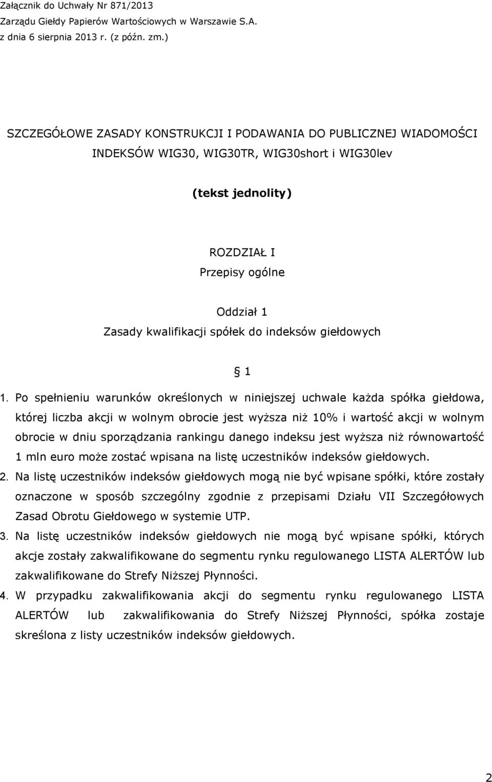 indeksów giełdowych 1 1.