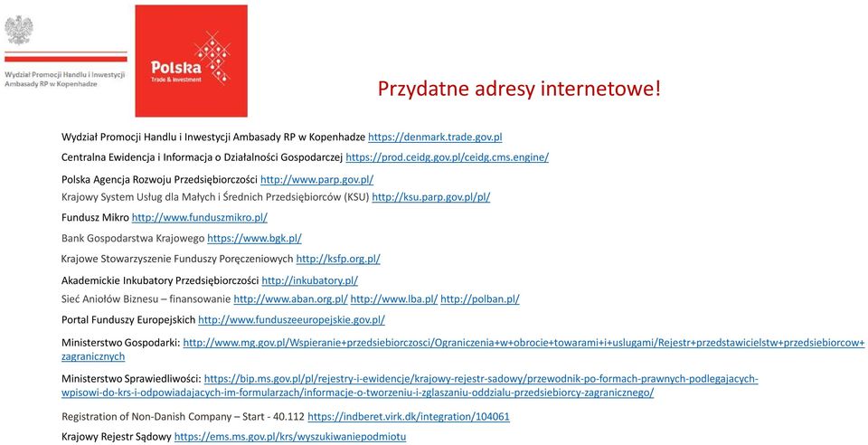 funduszmikro.pl/ Bank Gospodarstwa Krajowego https://www.bgk.pl/ Krajowe Stowarzyszenie Funduszy Poręczeniowych http://ksfp.org.pl/ Akademickie Inkubatory Przedsiębiorczości http://inkubatory.