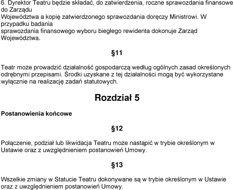 11 Teatr może prowadzić działalność gospodarczą według ogólnych zasad określonych odrębnymi przepisami.