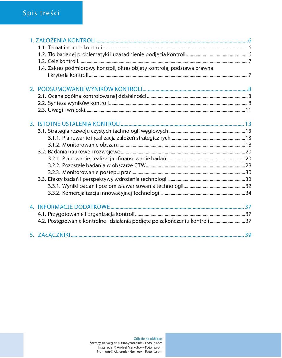 .. 8 2.3. Uwagi i wnioski...11 3. Istotne ustalenia kontroli... 13 3.1. Strategia rozwoju czystych technologii węglowych...13 3.1.1. Planowanie i realizacja założeń strategicznych...13 3.1.2. Monitorowanie obszaru.