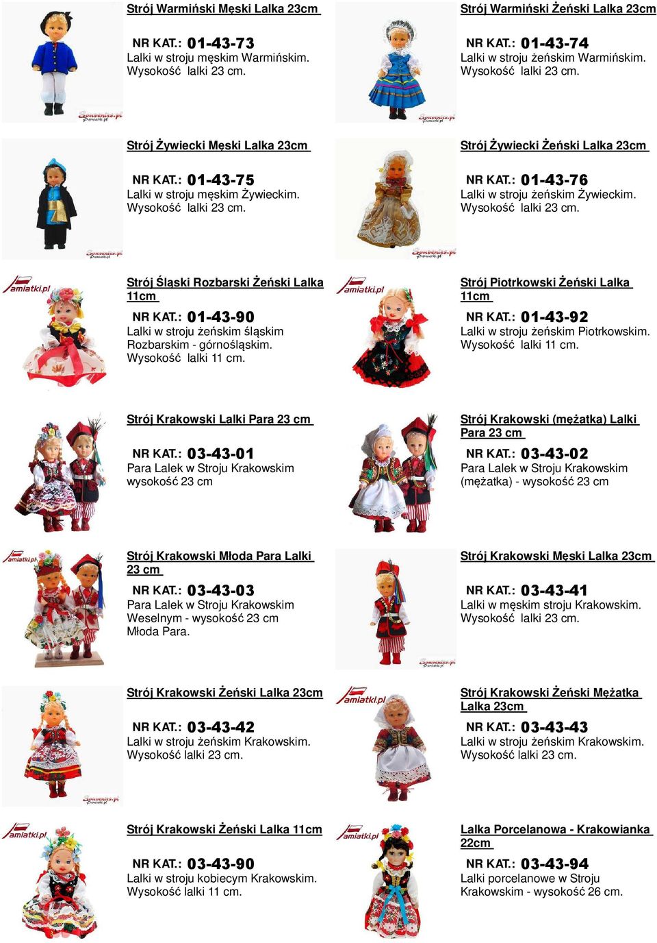 Strój Śląski Rozbarski Żeński Lalka 11cm 01-43-90 Lalki w stroju żeńskim śląskim Rozbarskim - górnośląskim.