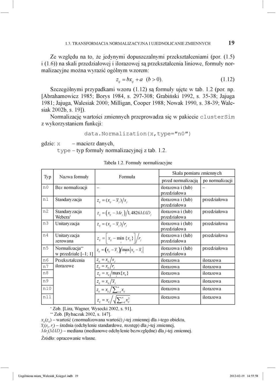 . (por. np. [Abrahaowicz 985; Borys 984, s. 97-308; Grabiński 99, s. 35-38; Jajuga 98; Jajuga, Walesiak 000; Milligan, Cooper 988; Nowak 990, s. 38-39; Walesiak 00b, s. 9]).