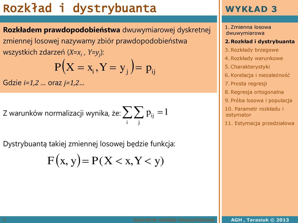 =1, oraz j=1, x, Y y j j Z waruków ormalzacj wyka, że: j j 1.