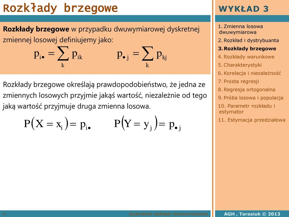 losowych rzyjme jakąś wartość, ezależe od tego jaką wartość rzyjmuje druga zmea