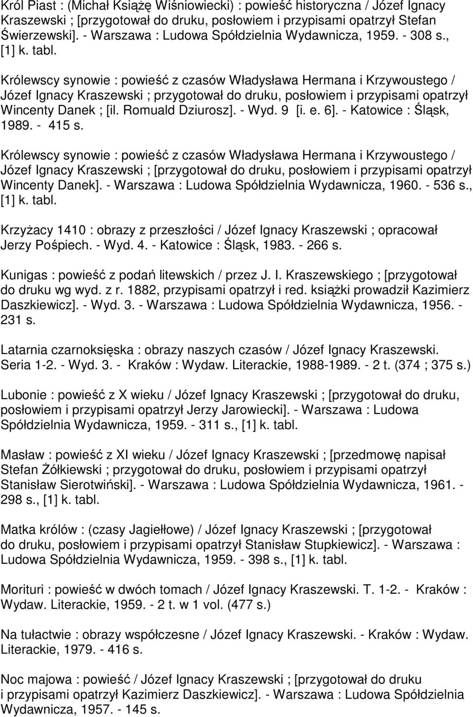 Królewscy synowie : powieść z czasów Władysława Hermana i Krzywoustego / Józef Ignacy Kraszewski ; przygotował do druku, posłowiem i przypisami opatrzył Wincenty Danek ; [il. Romuald Dziurosz]. - Wyd.