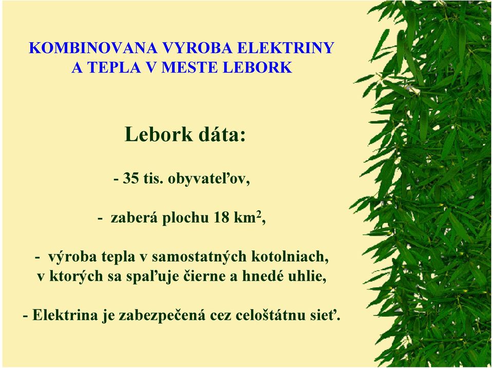 obyvateľov, -zaberá plochu 18 km 2, -výroba tepla v
