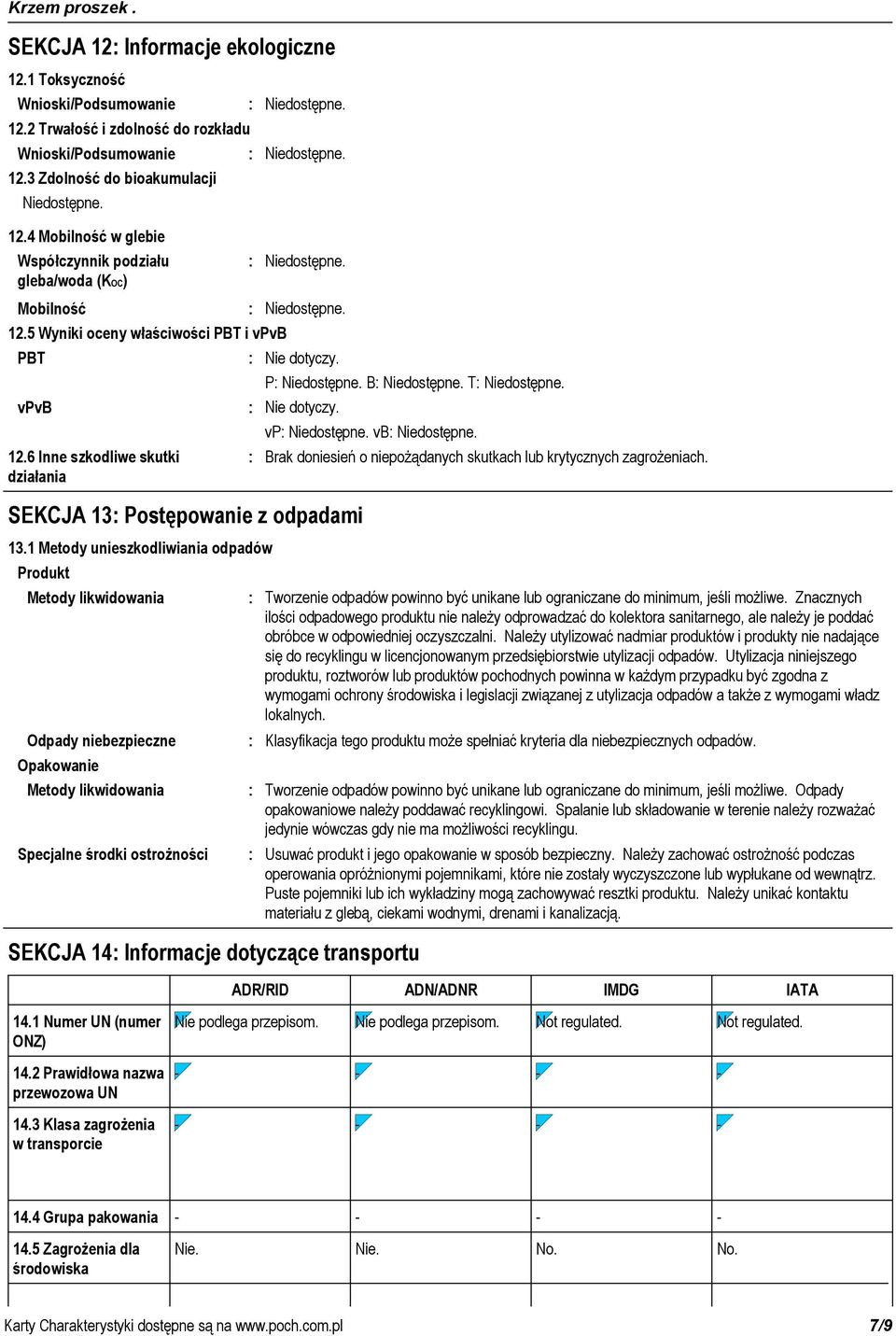 SEKCJA 13 Postępowanie z odpadami 13.