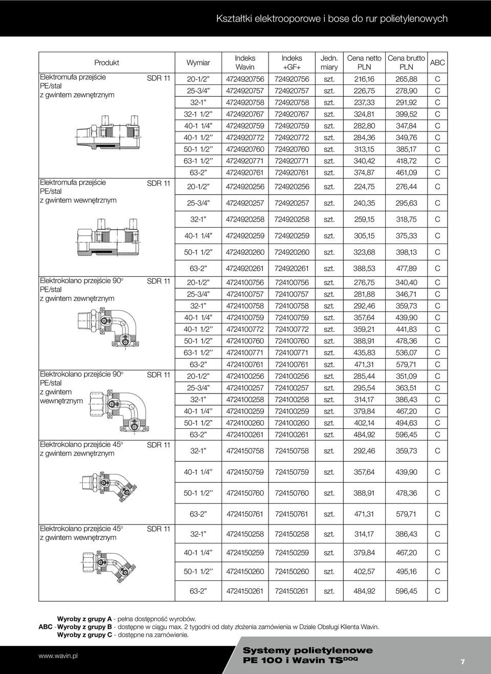 282,80 347,84 C 40-1 1/2 4724920772 724920772 szt. 284,36 349,76 C 50-1 1/2 4724920760 724920760 szt. 313,15 385,17 C 63-1 1/2 4724920771 724920771 szt. 340,42 418,72 C 63-2 4724920761 724920761 szt.