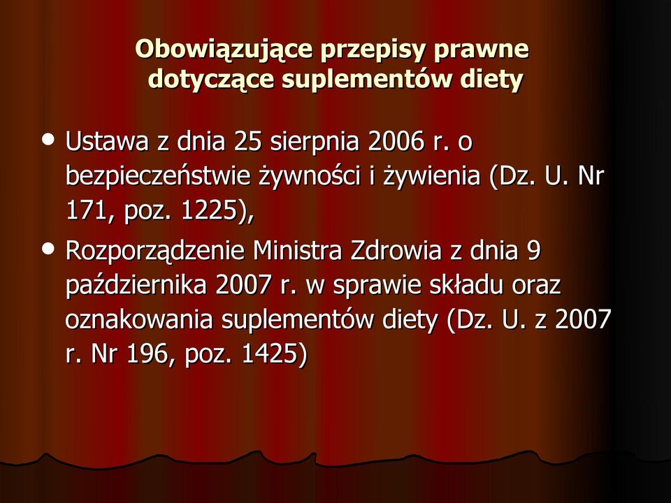 1225), Rozporządzenie Ministra Zdrowia z dnia 9 października 2007 r.