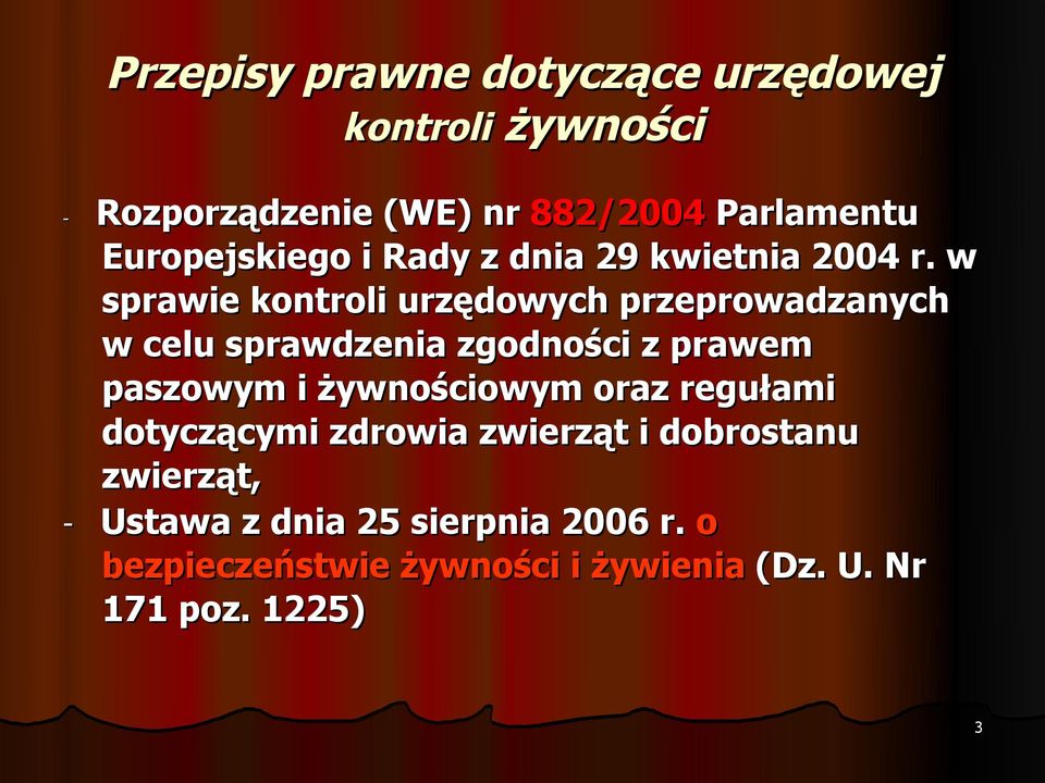 w sprawie kontroli urzędowych przeprowadzanych w celu sprawdzenia zgodności z prawem paszowym i