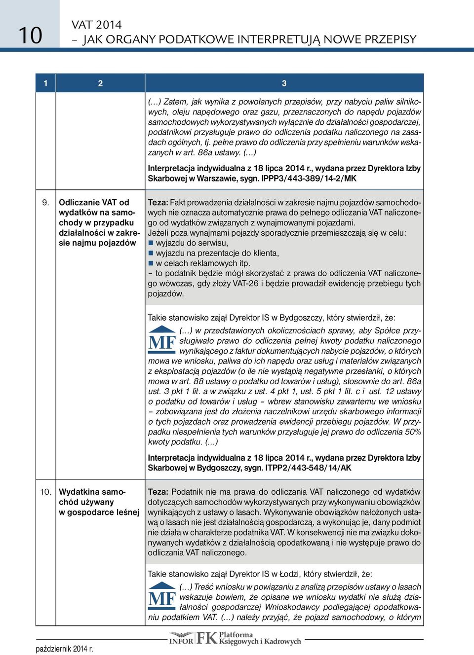 ( ) Interpretacja indywidualna z 18 lipca 2014 r., wydana przez Dyrektora Izby Skarbowej w Warszawie, sygn. IPPP3/443-389/14-2/MK 9.