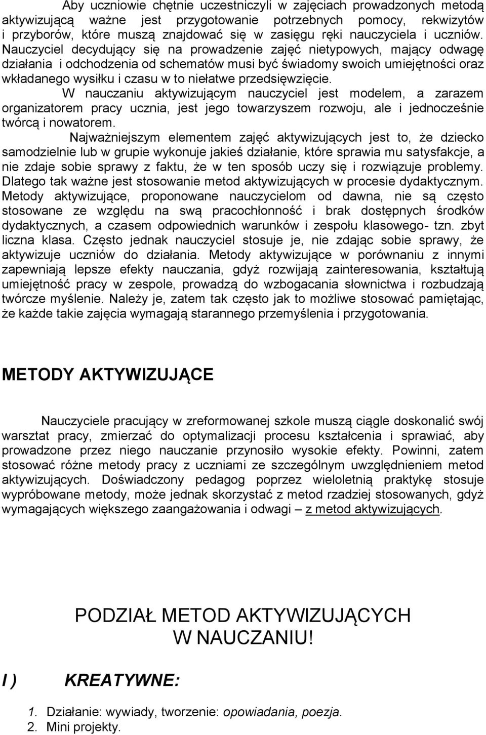 METODY AKTYWIZUJĄCE W NAUCZANIU - PDF Free Download