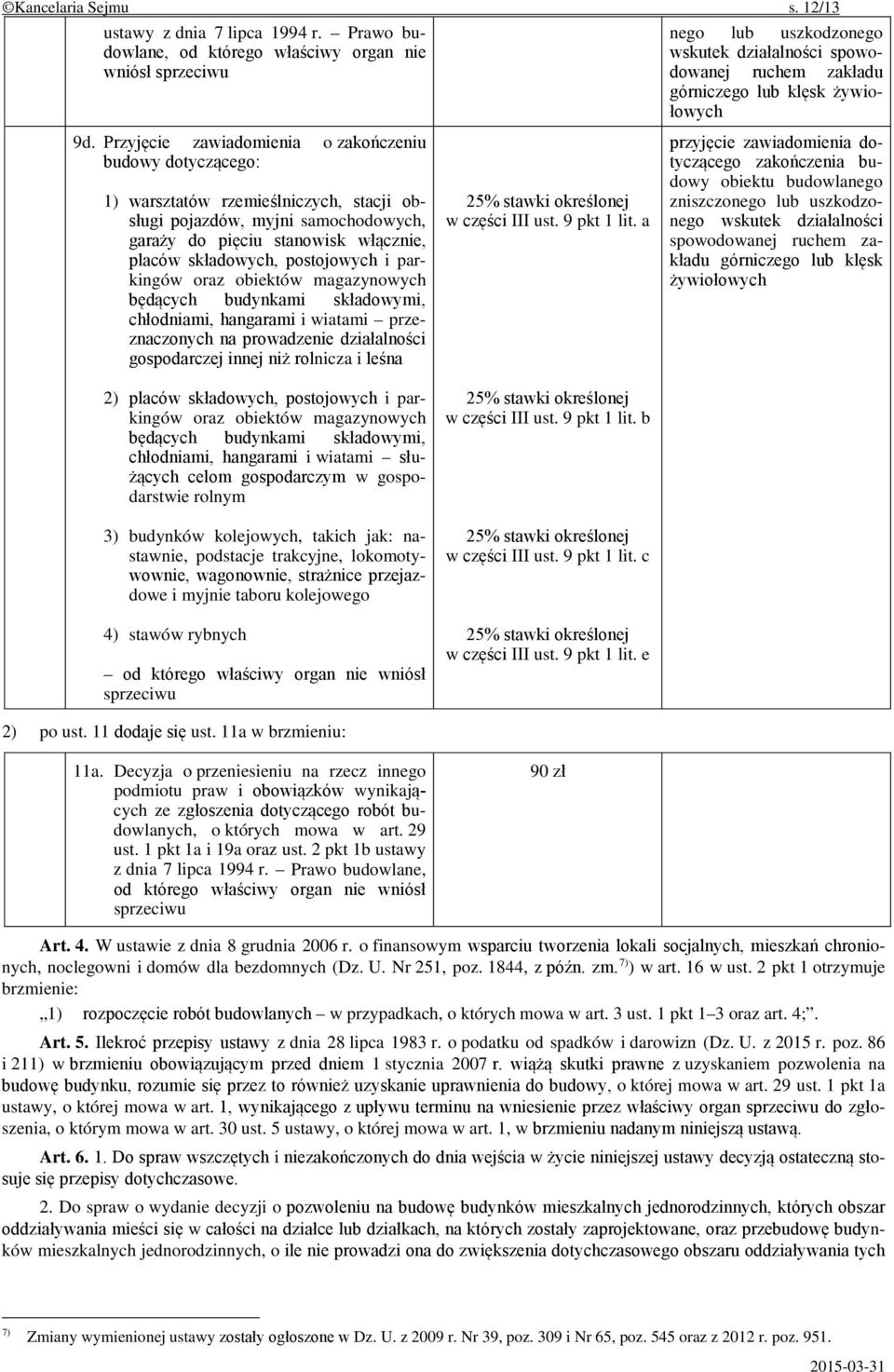 Przyjęcie zawiadomienia o zakończeniu budowy dotyczącego: 1) warsztatów rzemieślniczych, stacji obsługi pojazdów, myjni samochodowych, garaży do pięciu stanowisk włącznie, placów składowych,